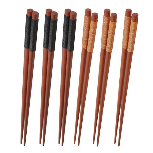 6 Paires De Baguettes En Bois, Réutilisables Chinois Coréen Japonais Baguettes Lave-Vaisselle, Antidérapantes