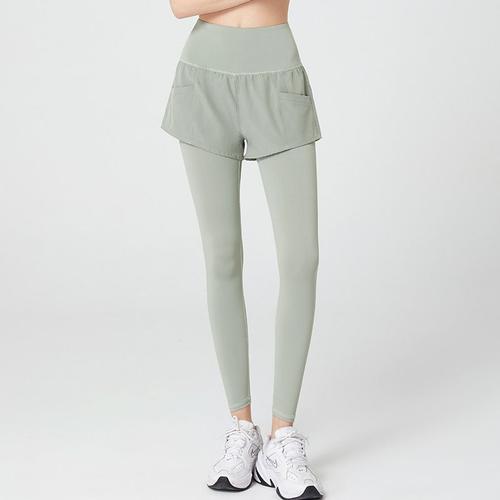 Pantalon De Sport Pour Femmes Taille Haute Amincissant Deux Pièces Faux Grande Taille 200 Kg Pantalon De Yoga Vert Taille S