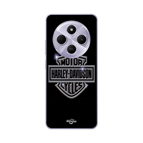 Coque Xiaomi Redmi 14c Harley Davidson Logo Motor Sycles Gris Front Noir