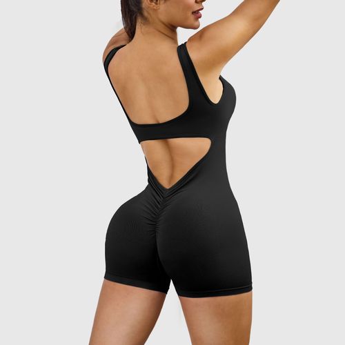 Robe De Yoga À Dos Nu Avec Bretelles 2024 Nouvelle Collection Printemps Été Pour Femmes Style Amazone Euro-Américain Couleur Noir Taille S