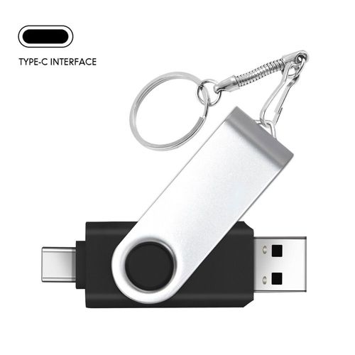 Clé usb OTG en métal 2 en 1,support à mémoire de 4GB 8GB 16GB 32GB 64GB,Micro lecteur flash de Type C- Black Type-C-32 GO