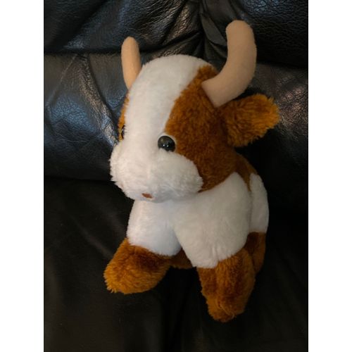 Peluche Vache Taureau Marron Et Blanche Jh Vintage 22cm