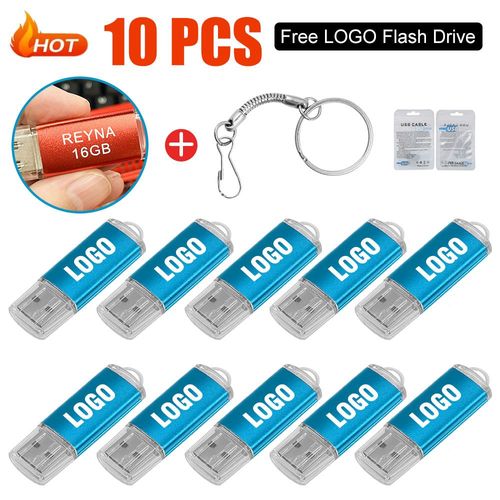 Clé USB 2.0,16 Go,32 Go,64 Go,128 Go,1 Go,2 Go,4 Go,8 Go,10 pièces/lot- -Blue USB 2.0-32GBx10pcs-A