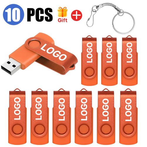 Clé USB 2.0,16 Go,32 Go,64 Go,128 Go,1 Go,2 Go,4 Go,8 Go,10 pièces/lot- -Orange USB 2.0-32GBx10pcs