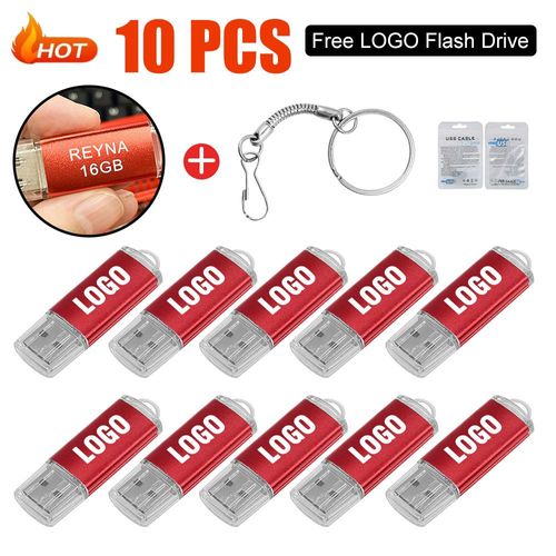 Clé USB 2.0,16 Go,32 Go,64 Go,128 Go,1 Go,2 Go,4 Go,8 Go,10 pièces/lot- -Red USB 2.0-512Mx10pcs-B