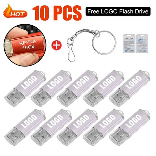 Clé USB 2.0,16 Go,32 Go,64 Go,128 Go,1 Go,2 Go,4 Go,8 Go,10 pièces/lot- -White USB 2.0-16GBx10pcs