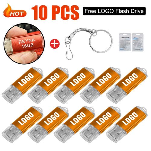 Clé USB 2.0,16 Go,32 Go,64 Go,128 Go,1 Go,2 Go,4 Go,8 Go,10 pièces/lot- -Yellow USB 2.0-16GBx10pcs-A