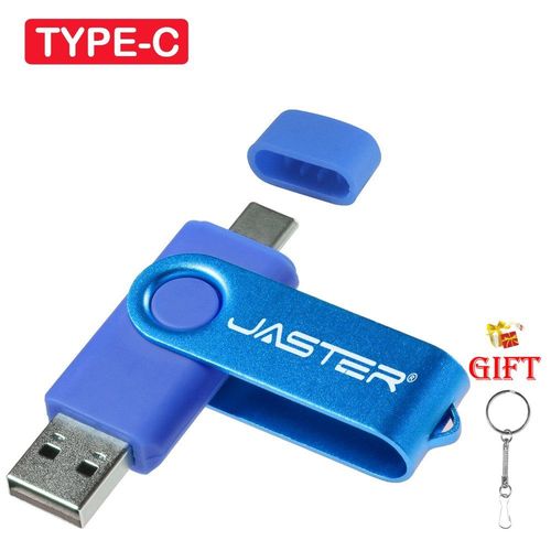 JASTER Rouge Rotatif USB Flash Drive 128GB Gratuit 2.0 TYPE-C USB Stick 64GB 32GB 16GB 8GB Creative Cadeau Pen - Blue-4GB-A5