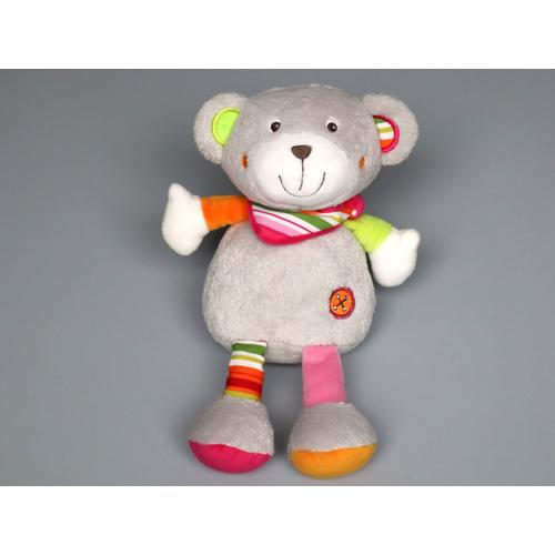 Doudou Ours Gris Orange Rose Vert Tigex