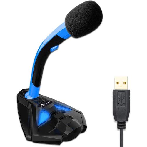 VOICE MICROPHONE À PIED USB POUR ORDINATEUR - MICRO DE BUREAU PROFESSIONNEL - MICROPHONE DE GAMER PC PS4 - NOUVELLE VERSION 2022 - BLEU[CLA171516]