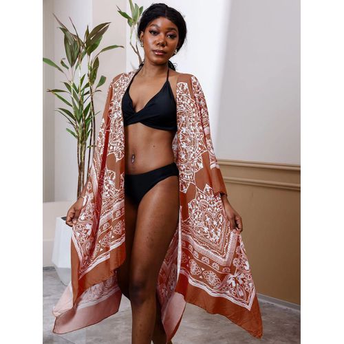 Kimono De Plage Amazoniennes Pour Femmes Couleur Orange Taille Unique Style Décontracté Vêtement De Protection Solaire