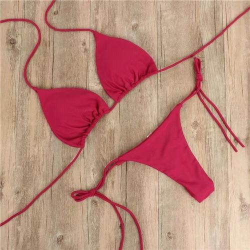 Maillot De Bain Séparé Sensuel Pour Femmes En Rouge Vin Vêtement Traditionnel Élégant Pour L'été Avec Coussinet