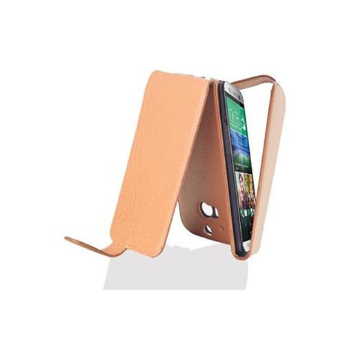 Cadorabo Housse Compatible Avec Htc One M8 En Noisette Marron - Étui De Protection Au Design Flip En Similicuir Structuré
