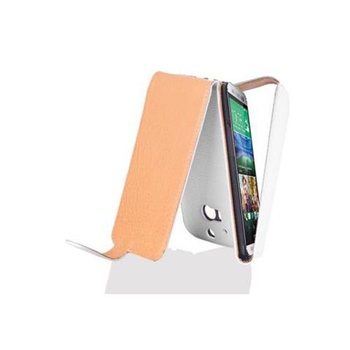 Cadorabo Housse Compatible Avec Htc One M8 En Blanc Magnésium - Étui De Protection Au Design Flip En Similicuir Structuré