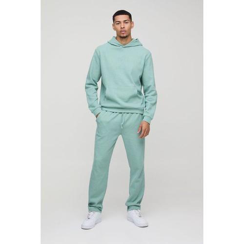 Sweat À Capuche En Tissu Gaufré Brodé - Man Homme - Vert - M, Vert