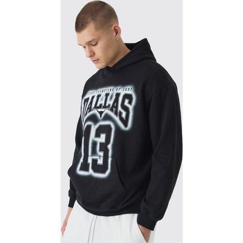 Sweat À Capuche Oversize Universitaire Délavé À Imprimé New York Homme - Noir - M, Noir