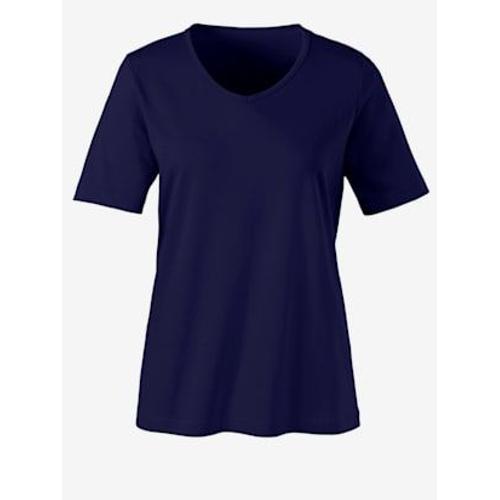 T-Shirt Femme Simple Confortable Col V - - Bleu Nuit