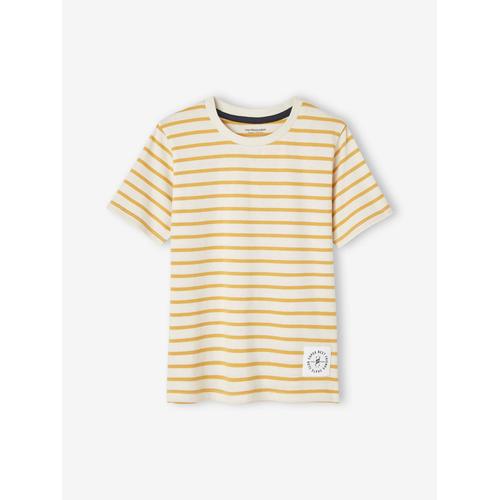 T-Shirt Rayé Garçon Manches Courtes Rayé Jaune