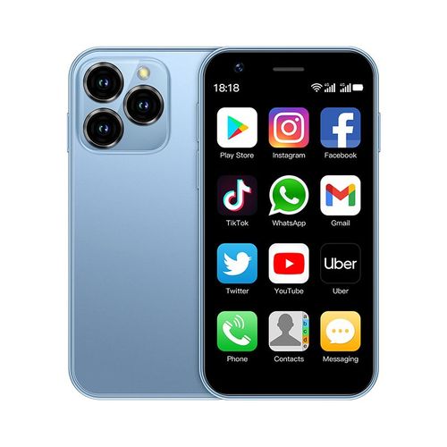 SOYES XS16 Petit Smartphone 3.0 Pouces 4G LTE 2GB RAM 16GB ROM Android 10.0 Quad Core 2000mAh Type-C Double Standby Mini Phone Bleu