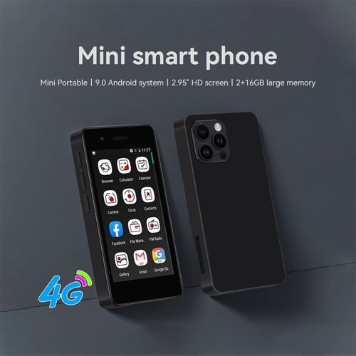 S18 4G Mini Smartphone 2.95 Pouces MT6737 Android 9.0 2GB + 16GB 1400mAh WIFi Lampe de poche Petit Cadeau Noir