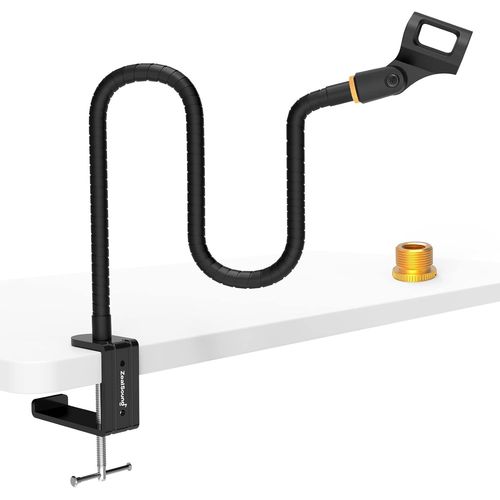 Bras Micro, 19 Pouces Support De Microphone Compact Et Flexible, Pied Micro À Col De Cygne Avec Adaptateur 3/8"" À 5/8"" Et Clip De Micro, Pince De Bureau Robuste, Pour Blue Snowball Ice Spark[X55]