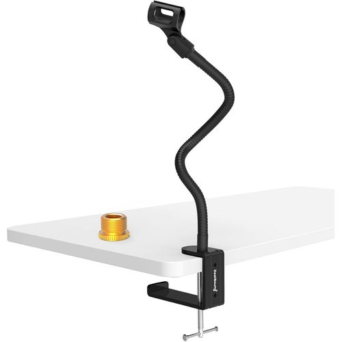 Bras Micro, Pied Micro À Col De Cygne En Flexible, Avec Clip De Microphone, Adaptateur À Vis 3/8"" À 5/8"" Et Pince De Bureau Robuste, Pour Blue Snowball,Ice, Et Autres Micros, 13 Pouces Noir[X280]