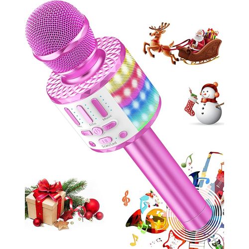 Microphone Sans Fil Karaoké, Micro Karaoke Enfant Avec Lumières Led, Microphone Bluetooth Jouets Pour Fille Garcon Fête Chanter Cadeau Noël Anniversaire, Enceinte Ktv Portable Pour Android/I[X1390]