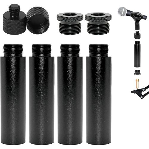 Lot De 4 Extension De Pied De Micro, 4 Pcs Adaptateurs Filetés Pour Microphone (3/8 Femelle Vers 5/8 Mâle,5/8 Femelle Vers 3/8 Mâle) Métal Adaptateur Pour Supports De Bureau Bras Stand (Noir[X1191]