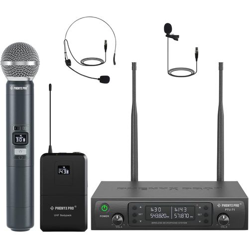 Système De Micro Sans Fil Professionnel, Double Micro Avec Micro À Main, Micro De Poche Et Micro À Lamelles, 2 X 100 Canaux Uhf, Portée De 328 Pieds, Pour Le Chant, L'Égl (Ptu-71-1H1B)[X218]
