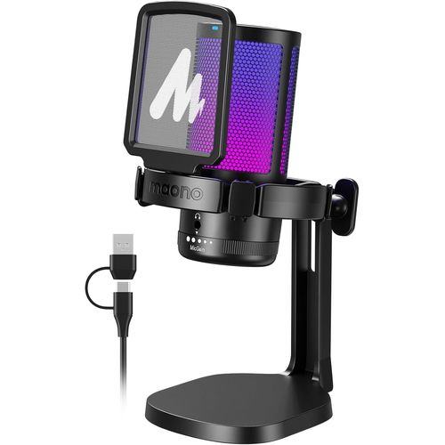 Micro Gaming Rgb, Condensateur Microphone Antibruit Pour Streaming Podcast Studio, Microphone Usb Pour Ps5/Ps4/Mac Avec Éclairage Rgb Contrôlable, Sourdine À Une Touche, Contrôle Du Gain, Dg[X45]