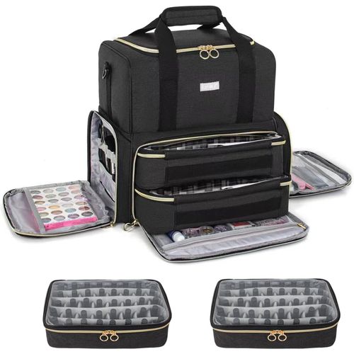 Organiseur De Vernis À Ongles,Sac De Rangement Vernis À Ongle Pour 80 Bouteilles 15 Ml Et Lampe À Ongles,Sac Organisateur De Vernis À Ongles,Boite Rangement Vernis Ongle,Noir.[G972]