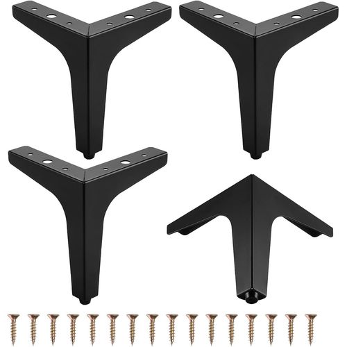 4 Pcs Pieds De Meubles En Métal,6"" 15cm Pieds De Meubles Triangulaires Pour Meuble Canapé Table Basse Meuble Tv Et Autres Pieds De Meubles(Noir).[G723]