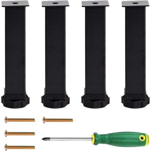 4pcs Pieds De Meuble,Pied De Lit,Pied De Lit À Visser Metal Hauteur 20 Cm,Hauteur Réglable 2cm,Universel Pieds De Sommier En Acier Laminé À Froid Pour Meubles/Table(Noir).[G254]
