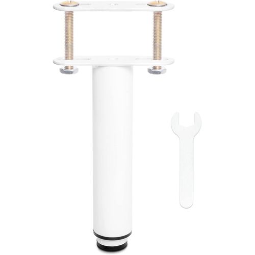 Pied De Lit Universel, Pieds Pour Sommier À Lattes Sans Perçage | Hauteur: 18cm(+15cm) Reglable | Design: Blanc | Matériel: Metallique | Ronde Ø3.8cm | Pour Le Cadre Central | Avec Boulons | 1.[G533]