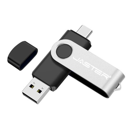 JASTER TYPE-C USB Flash Drive 64 Go pour Android Téléphone Memory Stick 32 Go Noir Métal réinitialisation Pen Drive - Black-32 GO