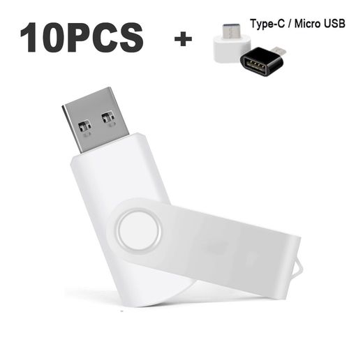 Mini clé USB 2.0 avec laser gratuit,4 Go,8 Go,16 Go,32 Go,64 Go,128 Go,10 pièces/lot- White-1GB-A