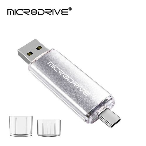 Clé USB OTG haute vitesse de type C,clé micro,stockage externe,double application,256 Go,128 Go,64 Go,32 Go,16 Go- Silver-32 GO