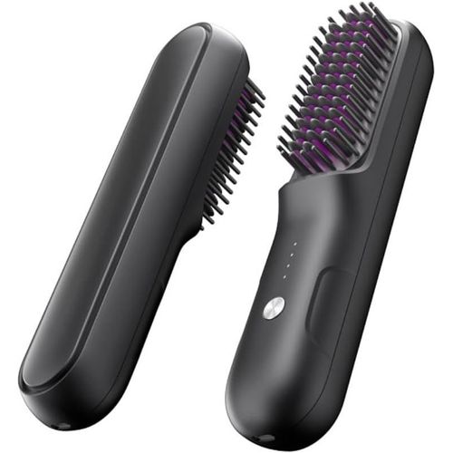 Brusheo Hair Pro,Brosse Lissante Pour Cheveux,Mini Lisseur Cheveux Brosse,Fer À Lisser Sans Fil,Lisseur Chauffant Peigne À Cheveux Ionique,Brosse Lissante Portable Pour Voyage