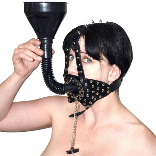 Pissgag Masque Bdsm Fétiche Avec Entonnoir Et Bouchon - Bâillon De Bouche Fétiche Avec Rivets Et Pics - Harnais De Tête De Bondage Pour Jeux D'urine - Jouets Sexuels