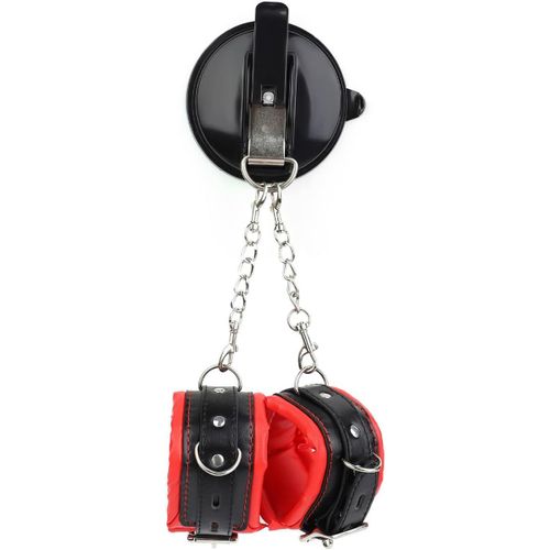 Menottes Avec Ventouses Bdsm Fétiche Kit Bondage Menottes Pour Jeux Sexuels Cuir Menottes Sexuelles Pour Hommes Et Femmes (Red)