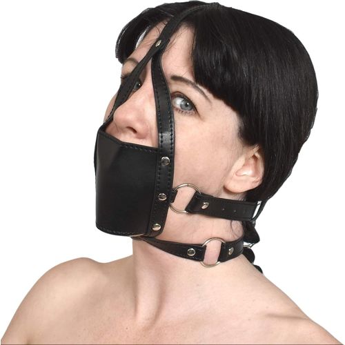Bâillon De Bouche Noir En Cuir Synthétique Avec Balle De Gag À L'intérieur - Bondage Mouth Gag - Jouet Sexuel Bdsm - Harnais De Tête D'écarteur De Bouche - Ballgag Érotique