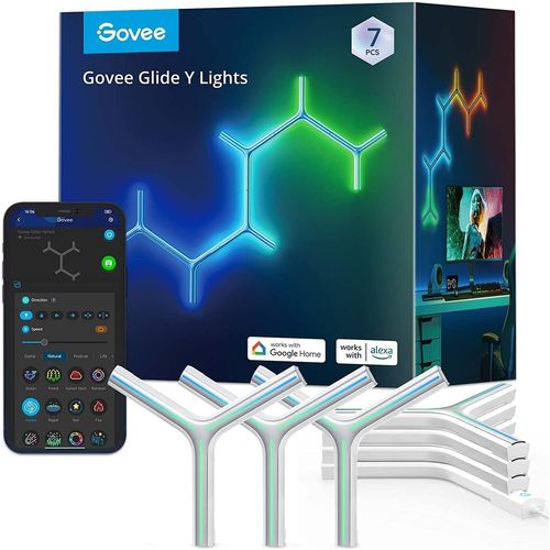 Lot De 7 Lampes De Jeu Led Smart Home Diy Décoration Créative Avec Synchronisation De La Musique Et 40 Modes De Scène, Appliques Murales Wi-Fi Pour Salon, Chambre À Coucher