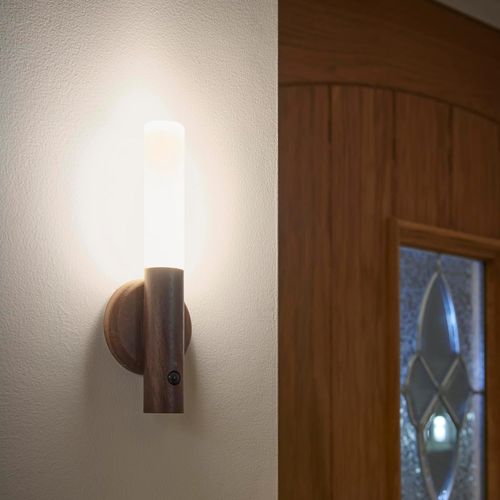 Smart Applique Murale À Capteur Led - Portable - Lampe De Nuit Rechargeable - Utilisation En Intérieur - Base Magnétique Par (1 Pièce, Noyer)