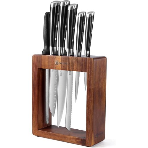 Bloc De Couteaux Avec Jeu De Couteaux, Ensemble De Couteaux 7 Pièces Avec Bloc De Couteaux, Ensemble De Couteaux De Cuisine Avec Bloc En Bois, Ensemble De Couteaux De Cuisine Professionnels