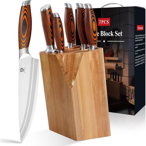 Ensemble De Couteaux 7pc, Ensemble De Couteaux De Cuisinier Allemand, Poignée Précieuse De Pakkawood Pour L`Ensemble De Couteaux De Cuisine