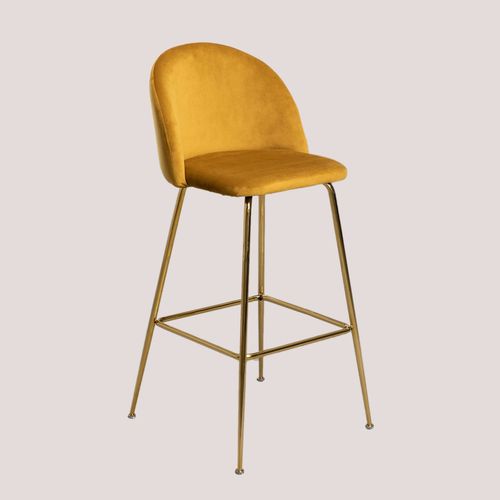 Pack De 2 Tabourets Hauts En Velours Kana Design Doré ¿75 Cm
