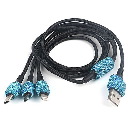 Chargeur de téléphone de voiture en alliage d'aluminium monté sur diamant,marteau de sécurité,chargeur USB pour - blue-E90433