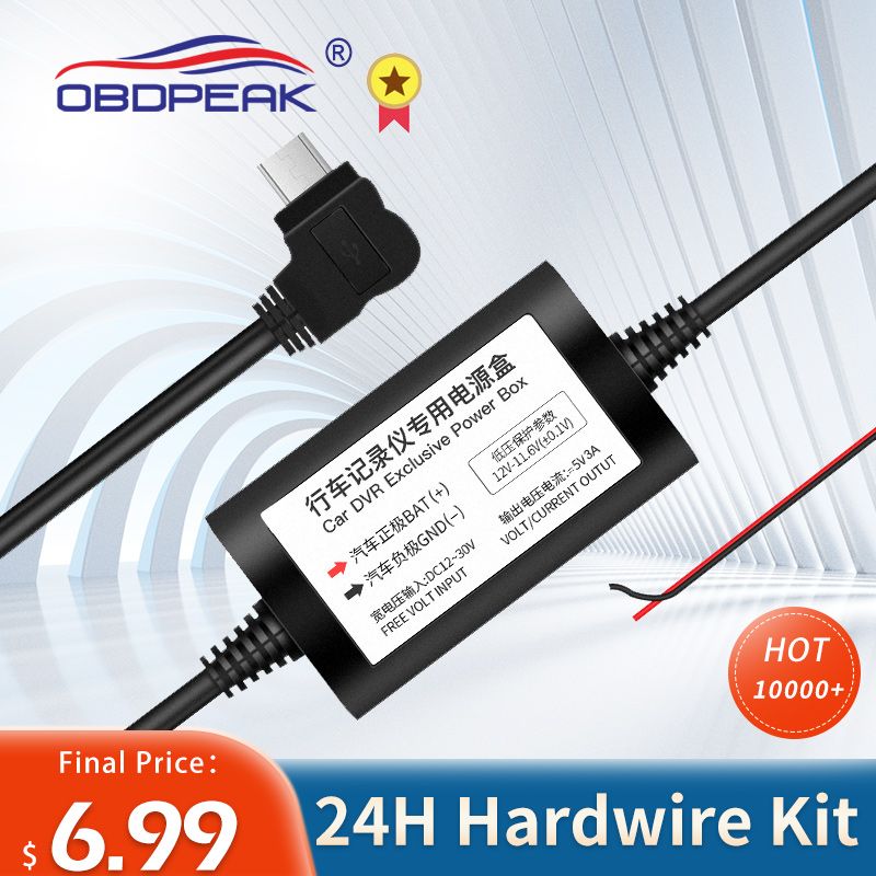 Obdpeak-Mini Chargeur De Voiture Usb Dc 12/30v,5v,2,5 A,3m,Kit De Fil Dur Pour Caméra De Tableau De Bord,Rétroviseur-D156031445