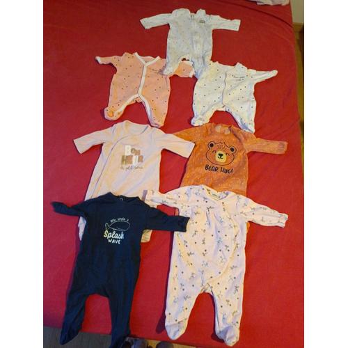 Lot 7 Pyjama Bébé Taille 1 Mois