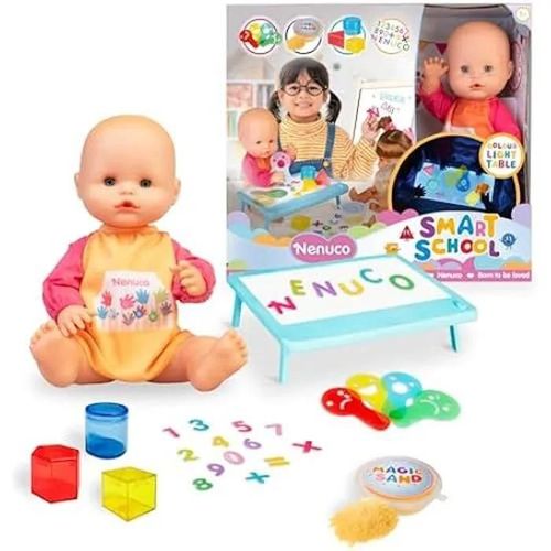 Poupée Nenuco Smart School - 35 Cm - Table Lumineuse Multicolore - Accessoires Éducatifs - À Partir De 3 Ans